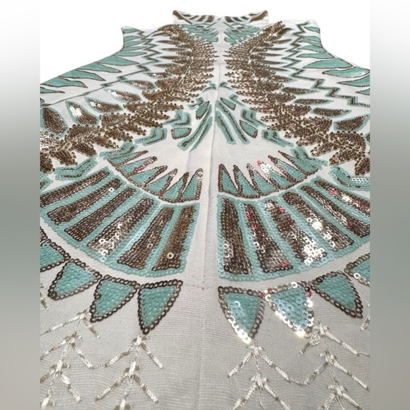 Stunning VERTE All over Embellished Sequin Shift Dress Ivory Size Small Nwot - Picture 7 of 17